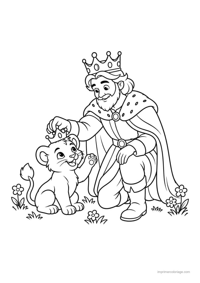 coloriage roi friend lionceau petite couronne - dessin gratuit &agrave; imprimer