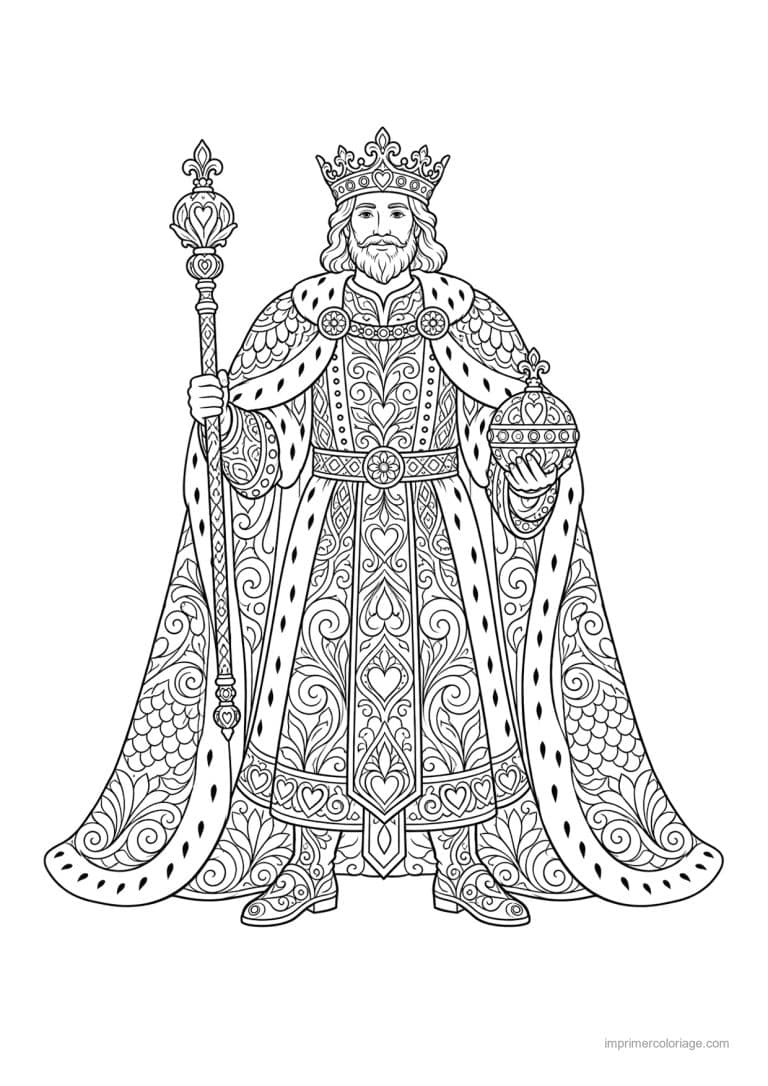 coloriage roi mandala sceptre ornements - dessin gratuit &agrave; imprimer