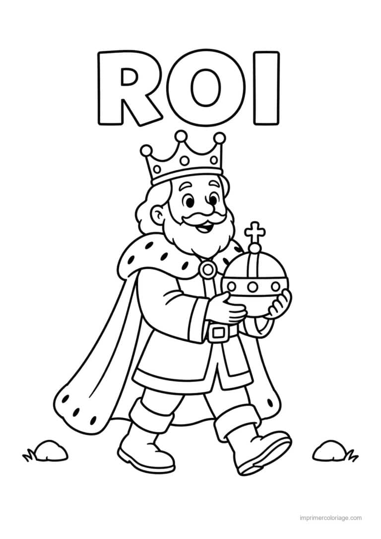 coloriage roi simple orbe marche titre haut - dessin gratuit &agrave; imprimer