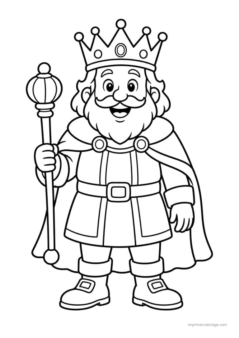 coloriage roi simple sceptre couronne - dessin gratuit &agrave; imprimer