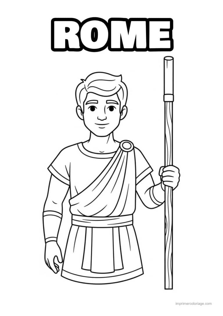coloriage romain baton - dessin gratuit &agrave; imprimer