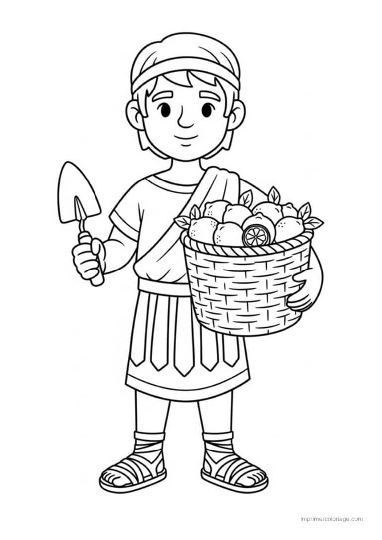 coloriage romain panier de fruits - dessin gratuit &agrave; imprimer