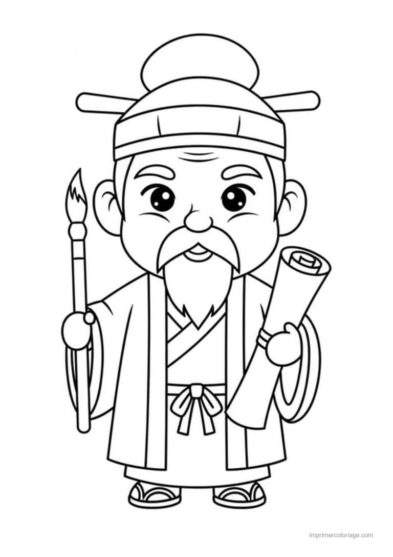 coloriage sage chinois - dessin gratuit &agrave; imprimer