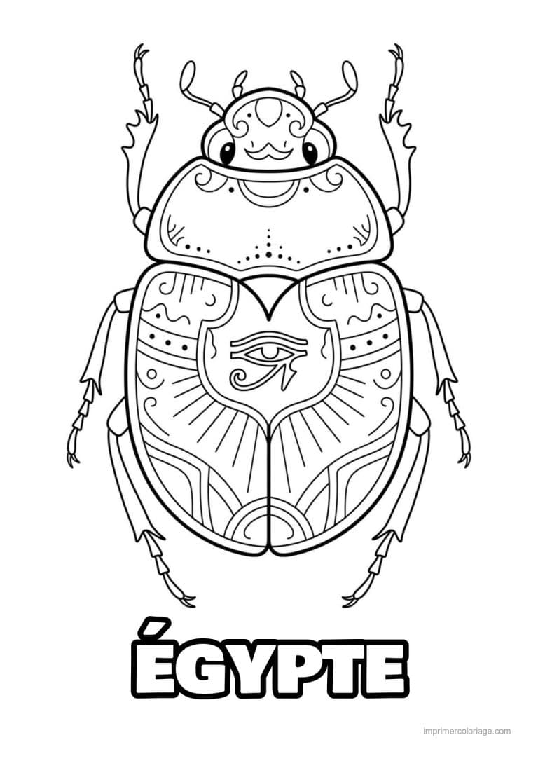 coloriage scarabee egyptien - dessin gratuit &agrave; imprimer