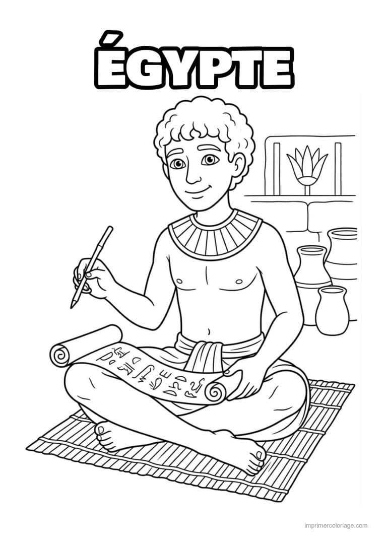 coloriage scribe egyptien - dessin gratuit &agrave; imprimer