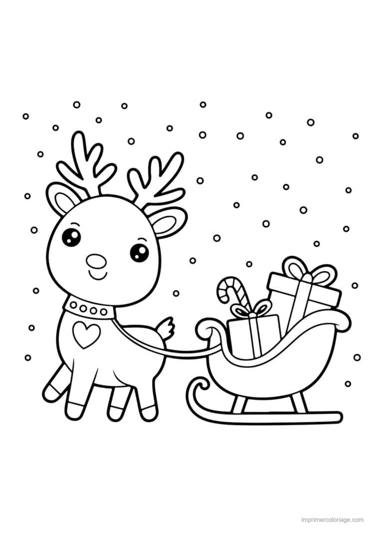 coloriage traineau renne traineau cadeaux - dessin gratuit &agrave; imprimer