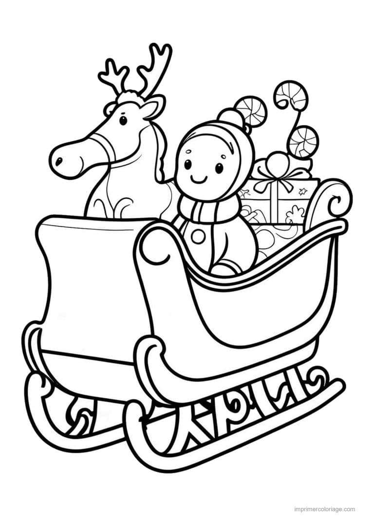 coloriage traineau traineau renne pain epice - dessin gratuit &agrave; imprimer