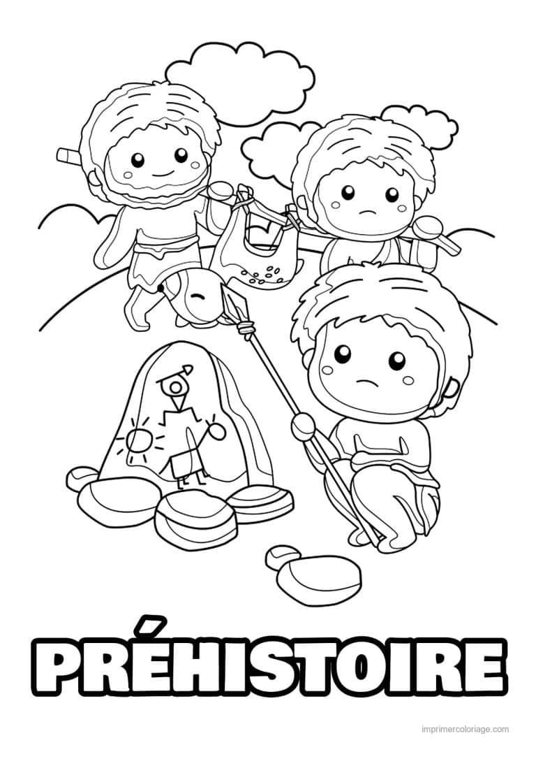 coloriage tribu prehistorique - dessin gratuit &agrave; imprimer