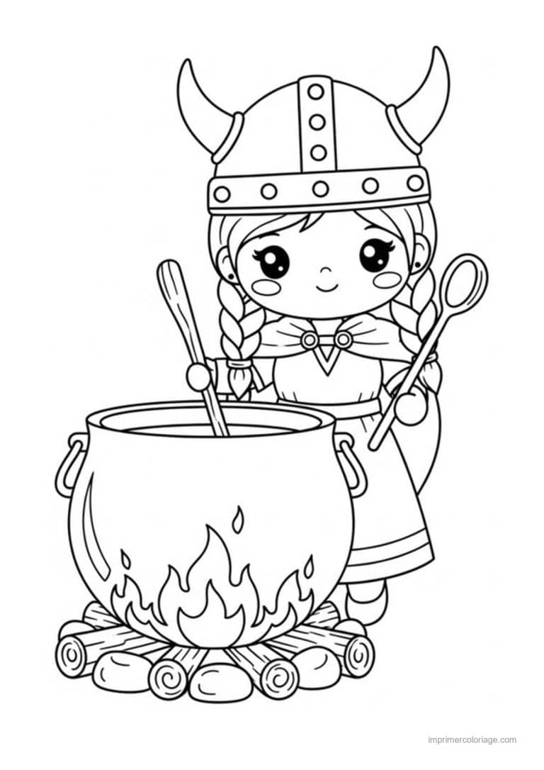coloriage viking chaudron - dessin gratuit &agrave; imprimer