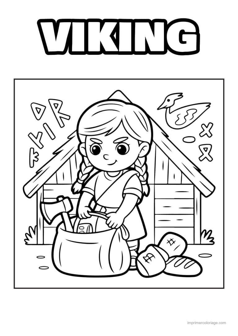 coloriage viking fille viking 01 - dessin gratuit &agrave; imprimer