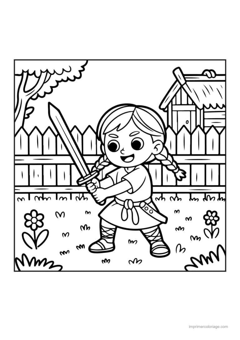 coloriage viking fille viking 06 - dessin gratuit &agrave; imprimer