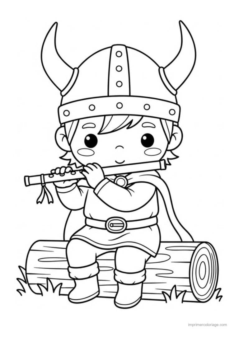coloriage viking flute - dessin gratuit &agrave; imprimer