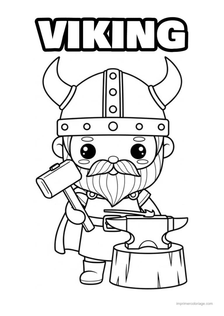 coloriage viking forgeron - dessin gratuit &agrave; imprimer