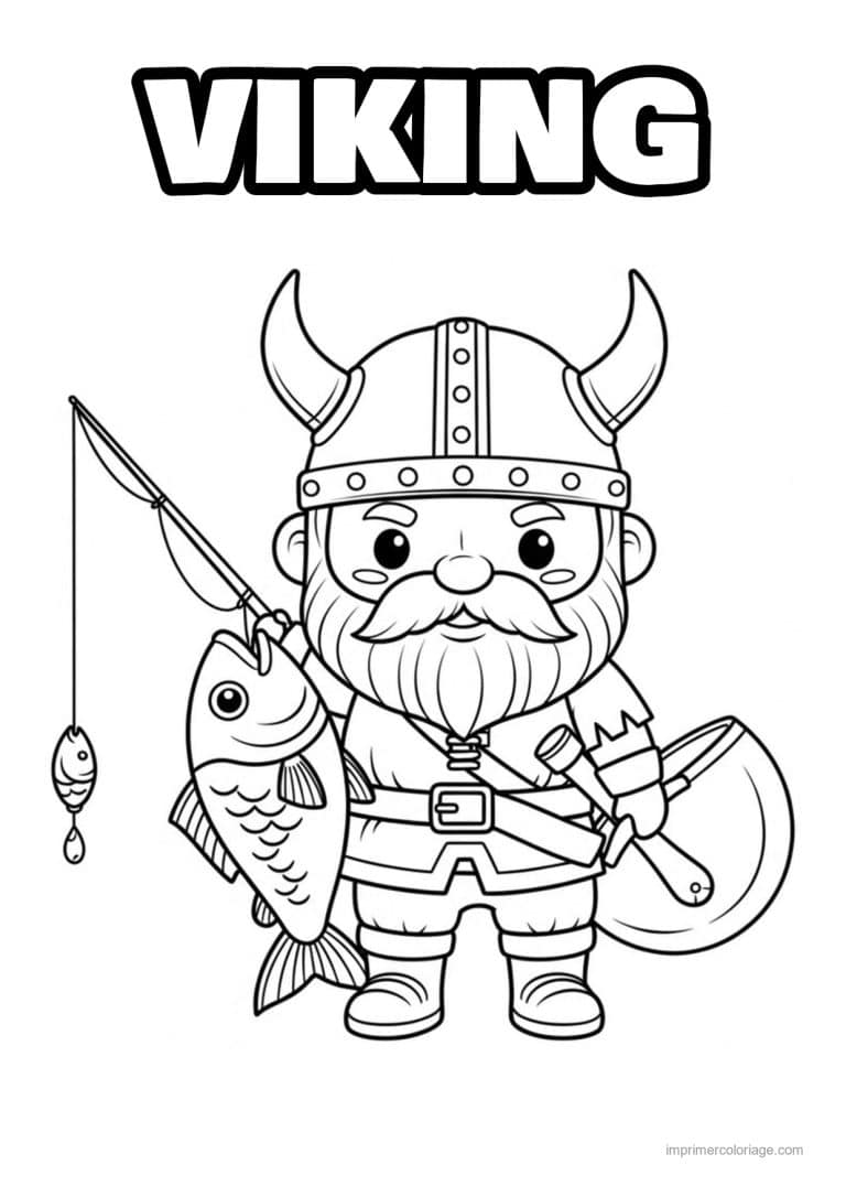 coloriage viking pecheur - dessin gratuit &agrave; imprimer