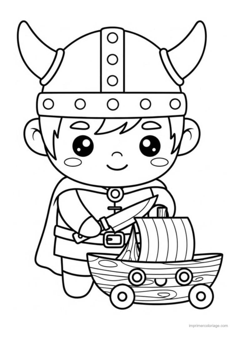coloriage viking petit drakkar - dessin gratuit &agrave; imprimer