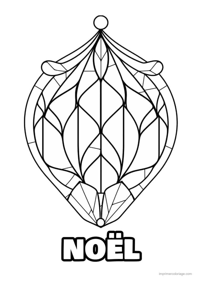 coloriage vitrail noel boule pointue vitrail - dessin gratuit &agrave; imprimer