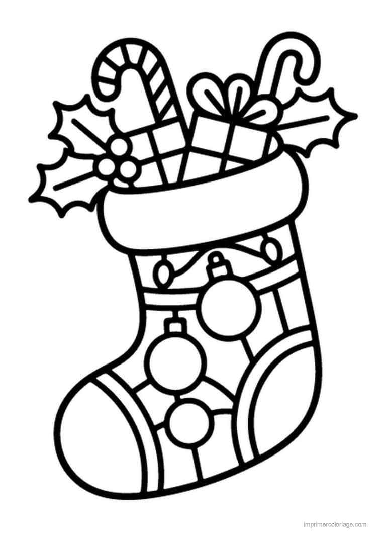 coloriage vitrail noel chaussette sucres orge houx - dessin gratuit &agrave; imprimer