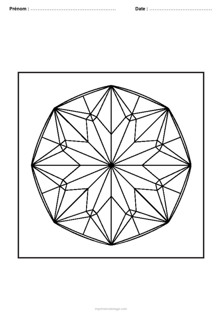 coloriage vitrail noel etoile octogonale - dessin gratuit &agrave; imprimer