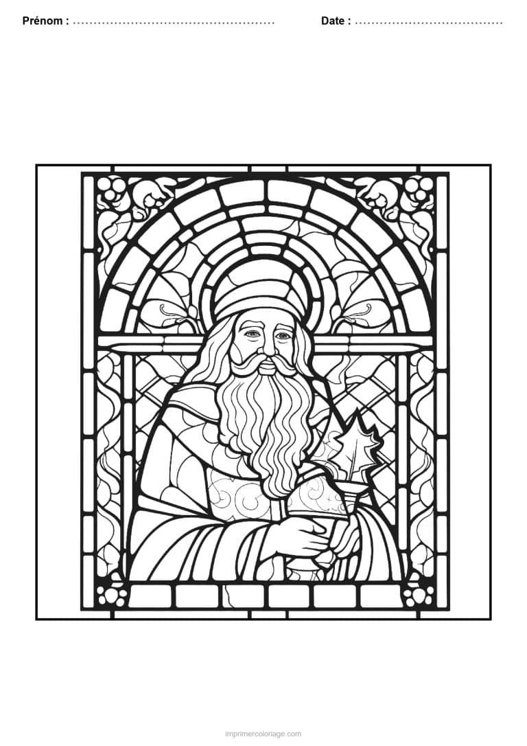 coloriage vitrail noel roi mage coffret arche - dessin gratuit &agrave; imprimer