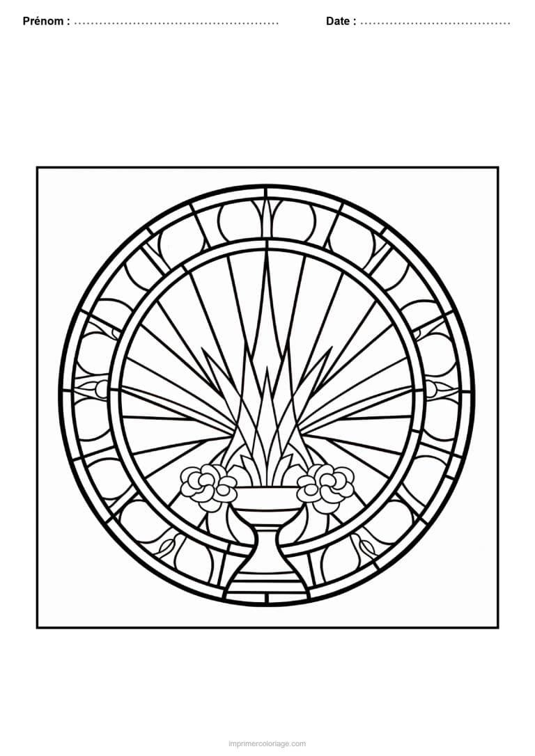 coloriage vitrail noel rosace bouquet coupe - dessin gratuit &agrave; imprimer